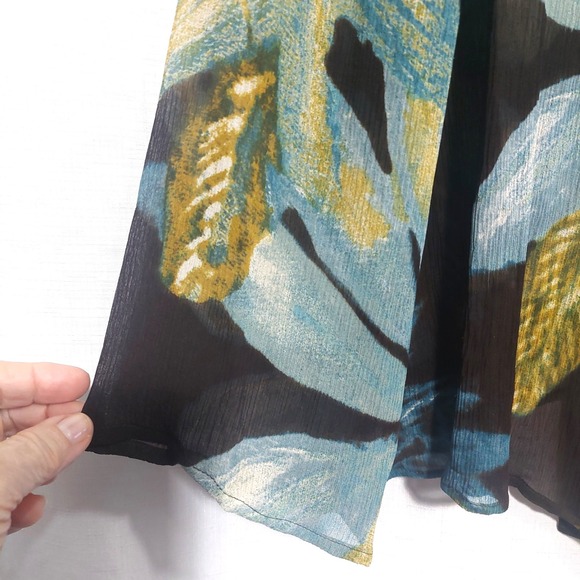 Chico's Womens 3(16) Silk 1 Button Blouse Top Sheer Long Sleeve V Neck Silk - Picture 2 of 7